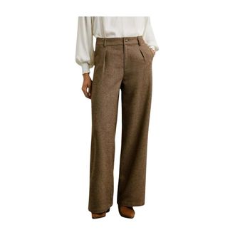 Pepe Jeans London Wide Trousers, female, Brown, M, Elegant Trinity Trousers