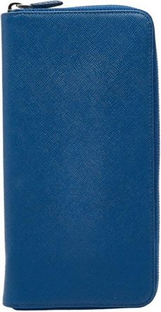 Prada Blue Leather Long Wallet (Bi-Fold) (Pre-Owned)