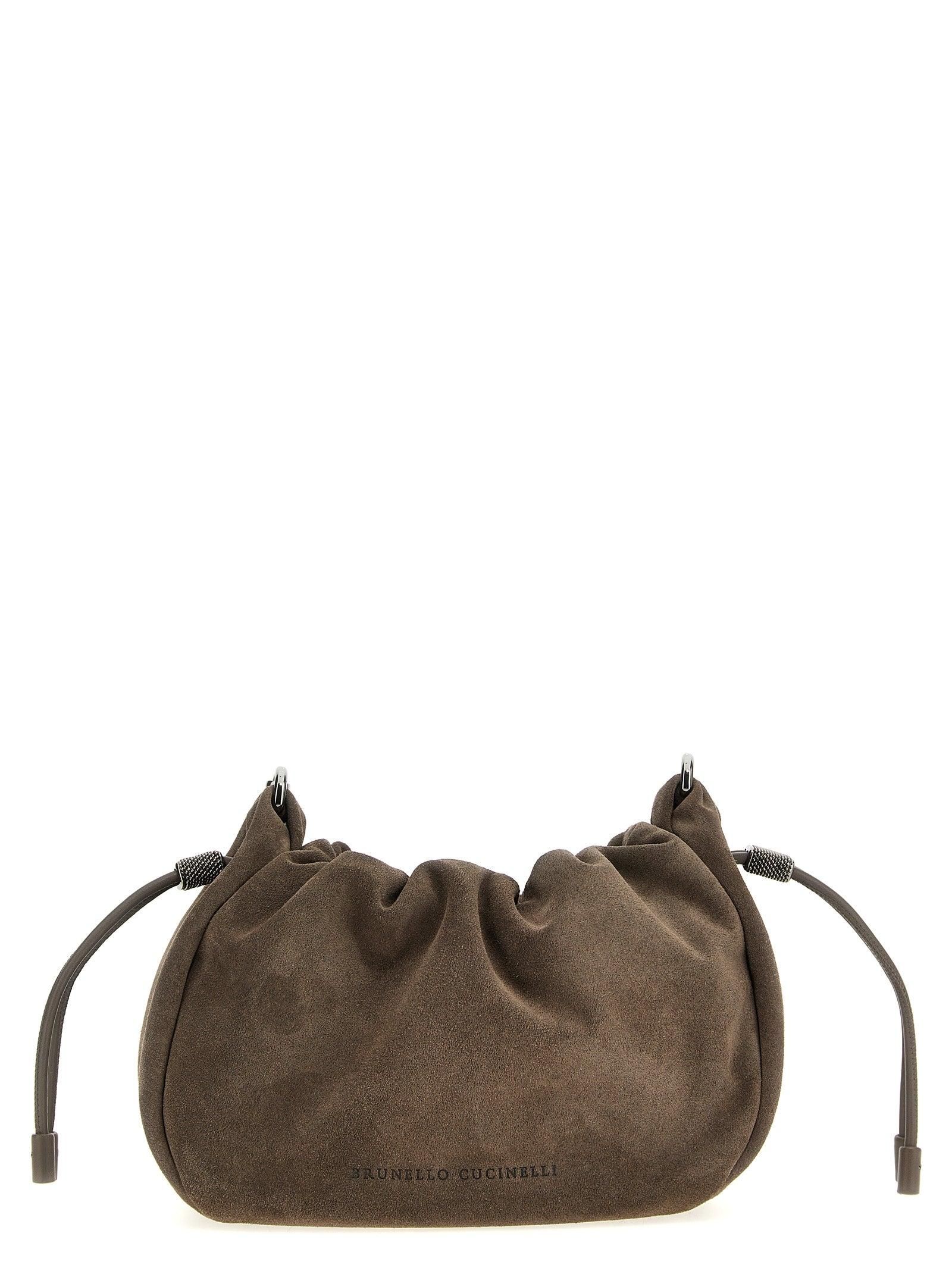 バッグ・カバンその他 BRUNELLO CUCINELLI BROWN SUEDE BAG WITH MONILE Brunello Cucinelli Brown Suede Bag with Monile | TheDoubleF