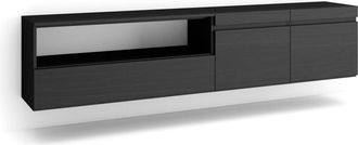 Skraut Home Mueble tv efecto madera negro 200x35x45cm colgado