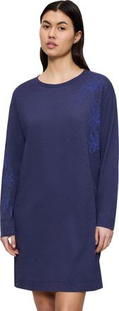 Triumph Nachthemd TRIUMPH Endless Comfort NDK 01 LSL, Damen, Gr. 40, N-Gr, blau (blau, schwarz combination), Single Jersey, Obermaterial: 50% Baumwolle, 50% M