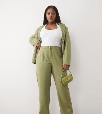 Asos Curve pantaloni da abito sartoriali coordinati in oliva-Verde