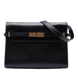 Saint Laurent Pre-owned Manhattan schoudertas - Dames - Pre-owned - Zwart - Maat: ONE Size Leer