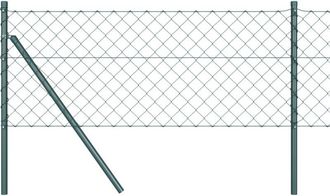 vidaXL Chain Link Fence with Posts Green 0.6 x 25 m Steel Vidaxl