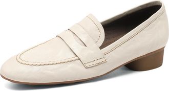 TinaCus Handmade Womens Genuine Leather Classic Soft Slip On Loafers Flats Shoes, Beige, 5 UK