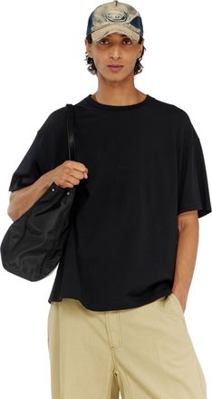 Diesel Cotton-interlock T-shirt with logo embroidery - T-Shirts - Man - Black