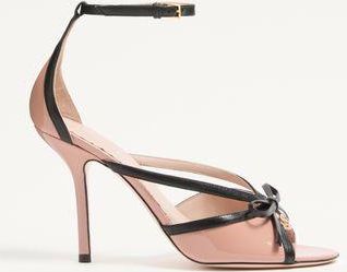 Valentino Garavani Bepointy Sandal in Patent Leather and Kidskin 100Mm Woman PINK/BLACK 35.5