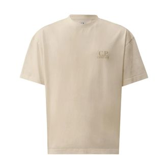 C.P. Company T-Shirts, male, White, Size: 2XL 30/1 Jersey Short Sleeve Logo T-Shirt