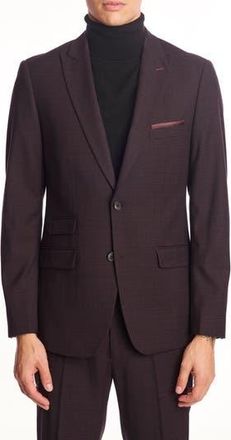 Paisley & Gray Ashton Slim Fit Burgundy Grid Blazer in Black Burgundy Grid at Nordstrom Rack, Size 48