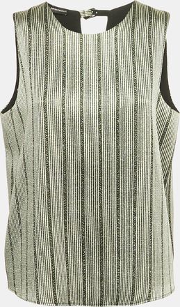 Emporio Armani Green Striped Lurex Sleeveless Top