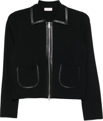 Liu Jo Cardigan With Zipper And Leather Trim