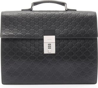 Gucci Black Leather Briefcase (Pre-Owned)