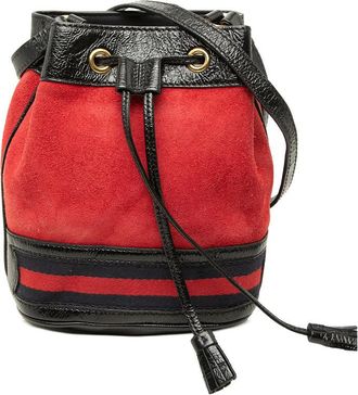 Gucci Pre-owned Gucci Mini Suede and Patent Web Ophidia Bucket Bag Ladies EVVU60TAF6QXE7F3