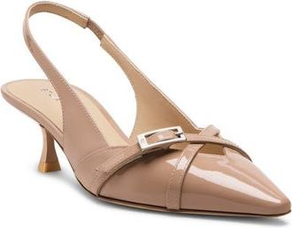 Stuart Weitzman Georgie Kitten Heel Slingback Pump in Fawn at Nordstrom, Size 5.5