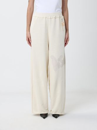 Disclaimer Pantaloni jogging wide leg in cotone a vita alta con logo