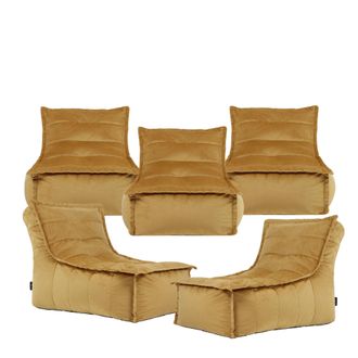 Icon Brand Dolce Large Beanbag Lounger, Velvet (5-Pack) in Yellow