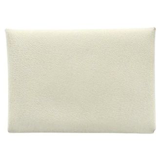 Herm&egrave;s Pre-owned Clutches, female, Beige, Size: ONE SIZE Pre-owned Calvi Duo Card Case Beige