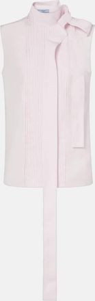 Prada Bow-detail pleated cotton poplin top