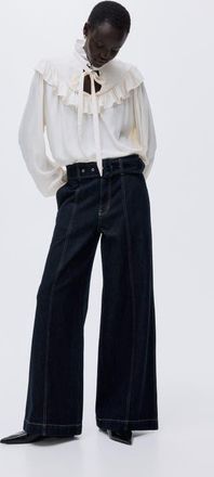 H&M Wide High Jeans in Dark Denim Blue at Nordstrom, Size 16