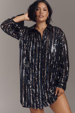 Maeve The Soren Sequin Mini Shirt Dress by Maeve