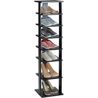 Costway Costway - Estante De 8 Niveles Zapatero Estanter&iacute;a Almacenamiento De Zapatos Libros Cd Para Entrada Sala De Estar Pasillo Color Negro