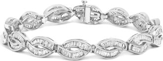 House of Brilliance 14K White Gold 2.00 Cttw Channel Set Baguette Diamond Vintage Style Link Bracelet