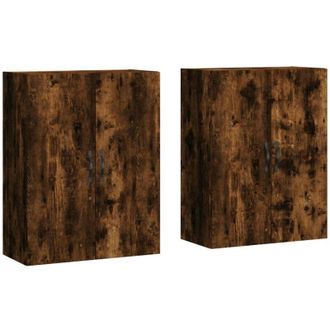 vidaXL Vidaxl - Armarios De Pared 2 Uds Madera De Ingenier&iacute;a Roble Ahumado