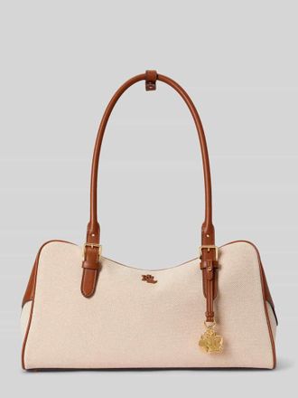 Lauren Ralph Lauren Henkeltasche aus reiner Baumwolle mit Leder-Besatz Modell MARCY in Cognac, Gr&ouml;&szlig;e 1
