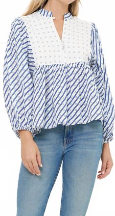 Oliphant Mandarin Balloon Top In Dipsy