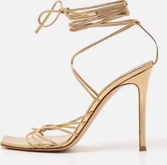 Gianvito Rossi Gold Leather Spice Ankle Wrap Sandals