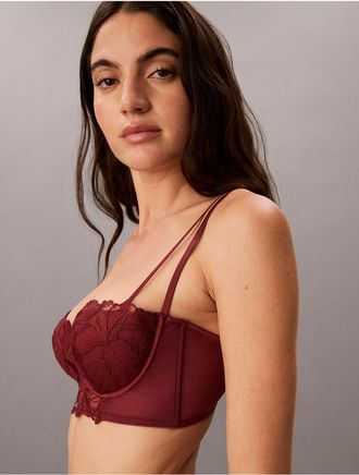 Calvin Klein Womens CK Black Floral Lace Lightly Lined Balconette - Red - 32B