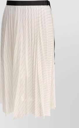 sacai wrap detail midi length pleated skirt