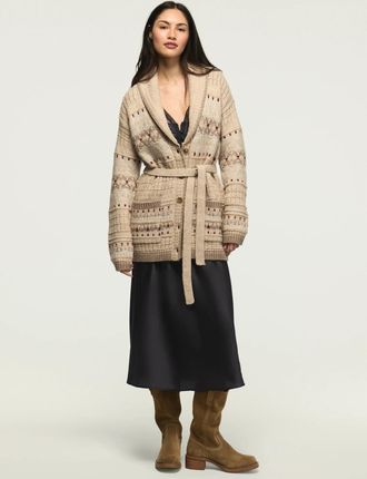 Lucky Brand Womens Shawl Collar Fair Isle Cardigan
