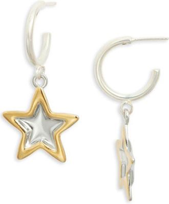 Vidakush Duotone Star Charm Hoop Earrings in Silver at Nordstrom