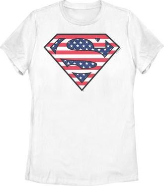 Superman Womens Superman Patriotic Logo T Shirt in White at Nordstrom, Size Xx-Large