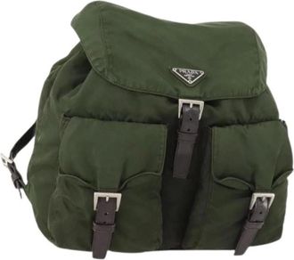 Prada Pre-owned Backpacks, female, Green, Size: ONE SIZE Pre-owned Vintage Nylon Backpack