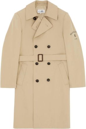 Maison Margiela Double-Breasted Trenchcoat met Riem - Heren - Trenchcoats - Beige - L - Katoen - Jassen