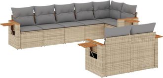 vidaXL Juego De Sof&aacute;s De Jard&iacute;n Con Cojines Beige 8 Pzas Rat&aacute;n Pe Vidaxl