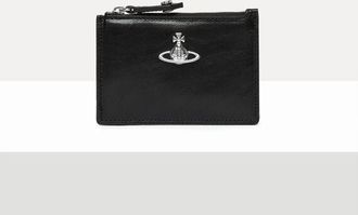 Vivienne Westwood Slim Long Card Holder Shiny Veget Tanned Black One Size Women