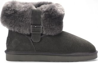Infinity Leather Womens Genuine Sheepskin Grey Suede Ankle Bootie Winter Boots - Granite - Size EU 41