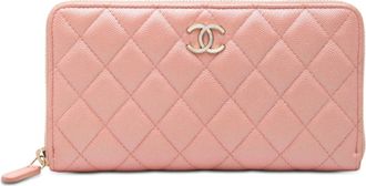 Chanel Pink Grained Calfskin Long Wallet (Bi-Fold) (Pre-Owned)