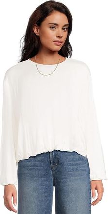 Madewell Peach Long Sleeve Bubble Shirt Womens Clothing Winter White : 12, Elastane/Polyester