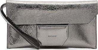 AllSaints Ursa Pouch Womens Handbags Gunmetal Grey, Full Grain leather
