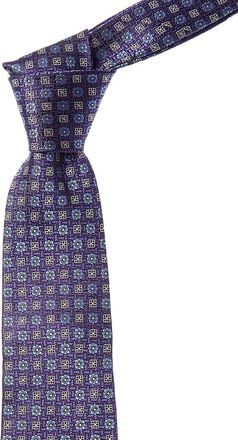 Canali Purple Floral Squares Silk Tie