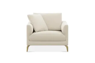 Castlery Lena Armchair Customized, (Washed Chenille) Cream (Brass Legs), Machine Washable, Removable Covers for Women, Castlery