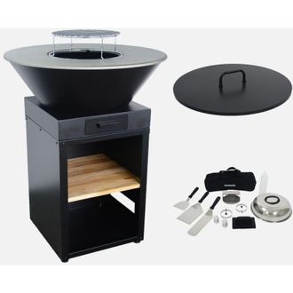 Sweeek Braciere barbecue con griglia di cottura, spazio di stoccaggio, coperchio e utensili &Oslash;81,5cm