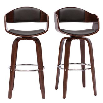 Miliboo Sgabelli da bar vintage girevoli 360&deg; noce H67 cm GAO