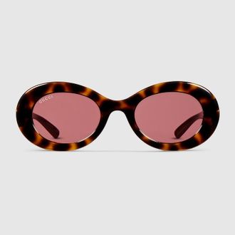 Gucci Oval Frame Sunglasses, Red