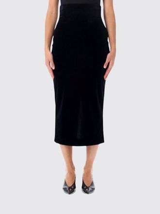 Alberta Ferretti Gonna midi a tubino in velluto a vita alta con spacco
