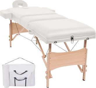 vidaXL Vidaxl Camilla De Masaje Plegable 3 Zonas 10 Cm Grosor Blanca